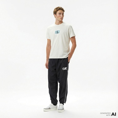  Calvin Klein Nylon Drawstring Straight Jogger Erkek Siyah Eşofman Altı