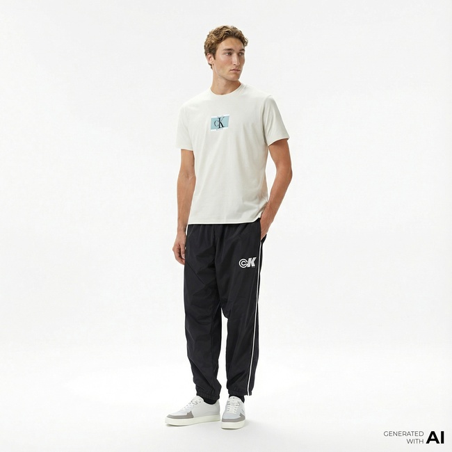  Calvin Klein Nylon Drawstring Straight Jogger Erkek Siyah Eşofman Altı
