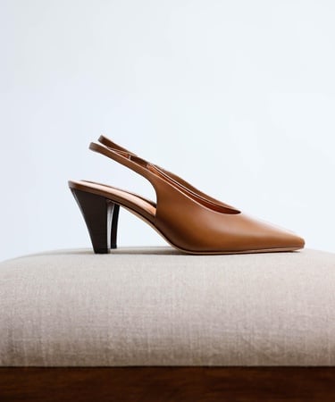  YARGICI Arkası Açık Deri Topuklu Ayakkabı