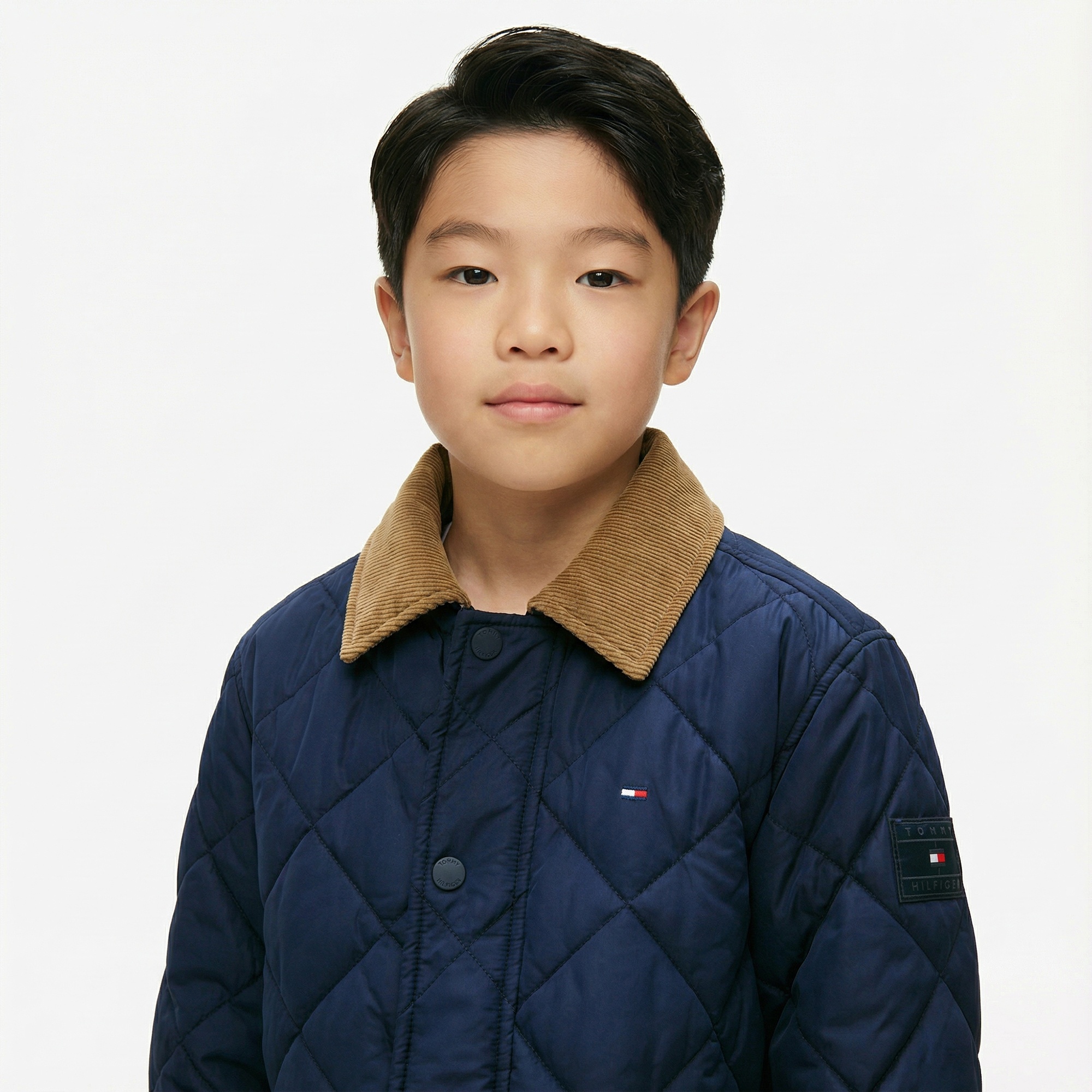 Tommy Hilfiger Contrast Collar Quilted Çocuk Lacivert Mont