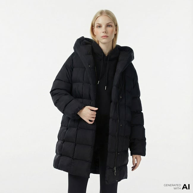  Calvin Klein Shine Wrap Puffer Kadın Siyah Mont