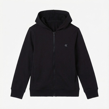  Calvin Klein Mini Badge Zip Through Çocuk Siyah Sweatshirt