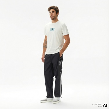  Calvin Klein Relaxed Crinkle Nylon Track Erkek Siyah Eşofman Altı