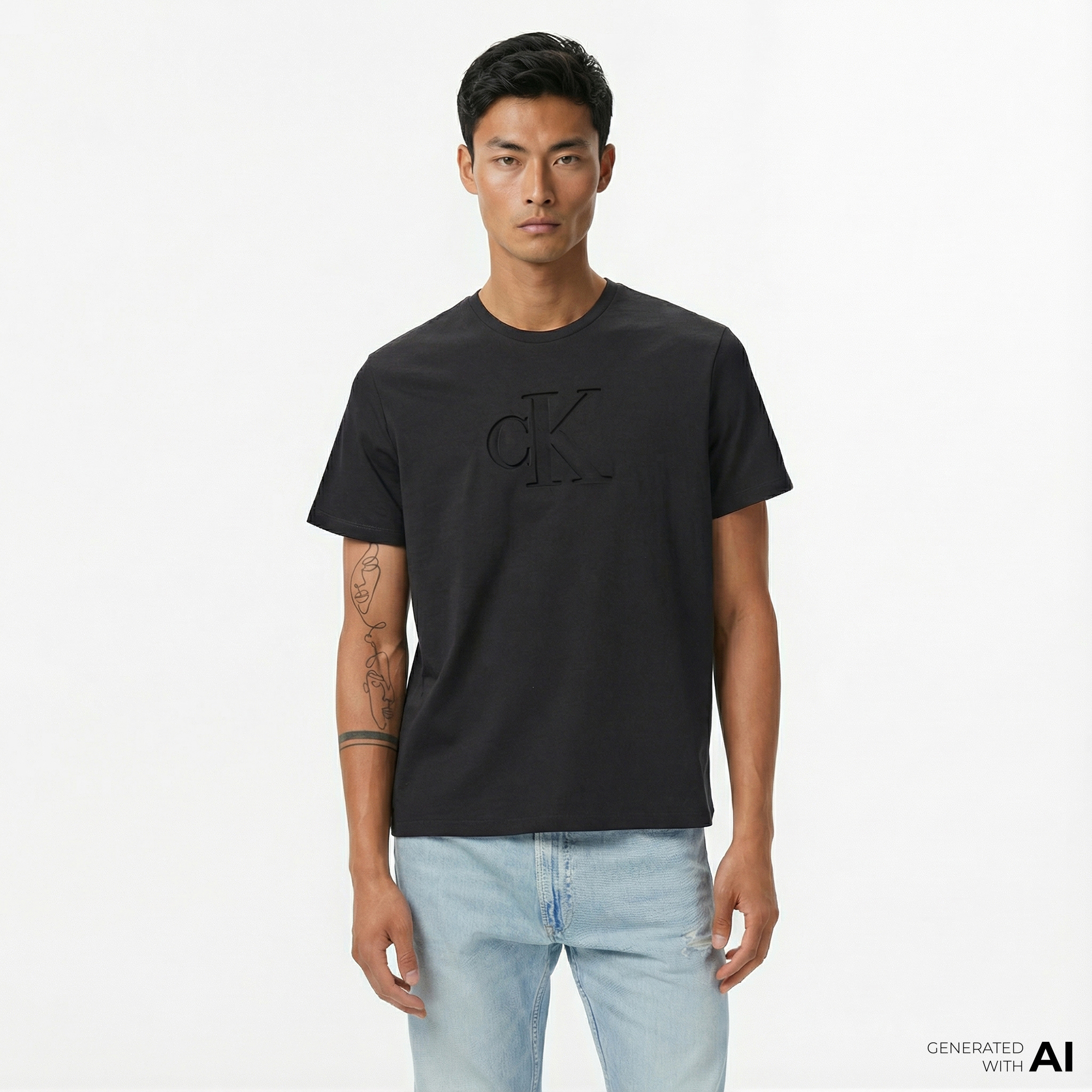  Calvin Klein Deboss Mono Graphic Erkek Siyah T-Shirt