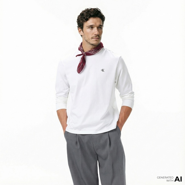  Calvin Klein Easy Monogram Erkek Beyaz T-Shirt