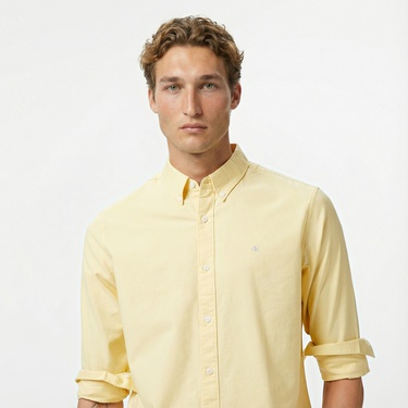  Calvin Klein Solid Oxford Classic Erkek Sarı Gömlek