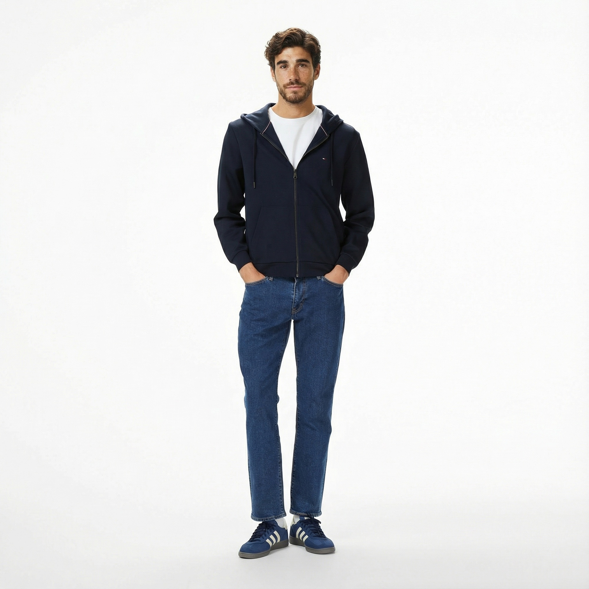 Tommy Hilfiger Essential İntechno Through Erkek Lacivert Kapüşonlu Ceket