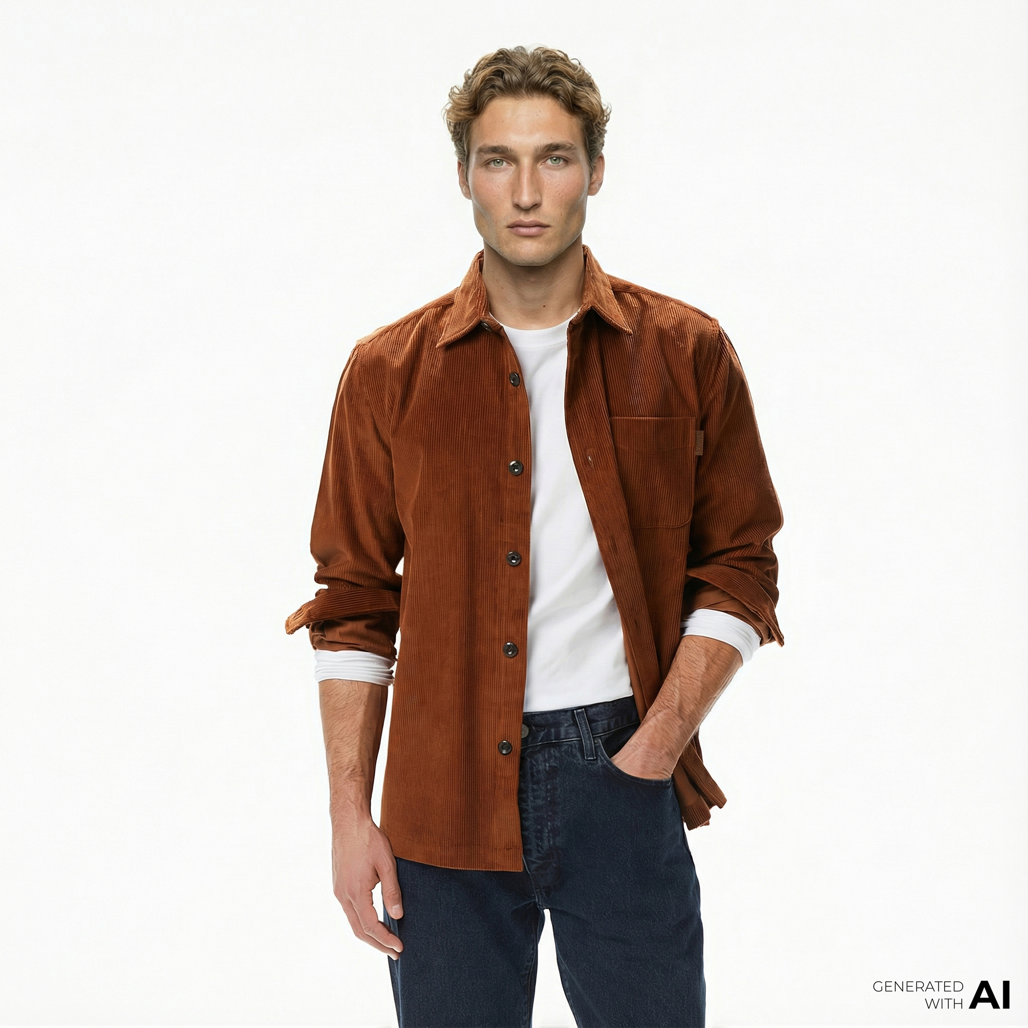  Tommy Hilfiger Corduroy Seasonal Quality Erkek Kahverengi Gömlek