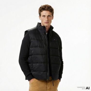  Tommy Hilfiger New Mid Weight Erkek Siyah Yelek