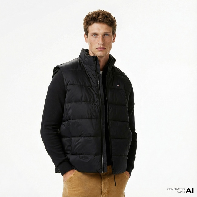  Tommy Hilfiger New Mid Weight Erkek Siyah Yelek