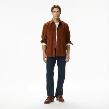  Tommy Hilfiger Corduroy Seasonal Quality Erkek Kahverengi Gömlek