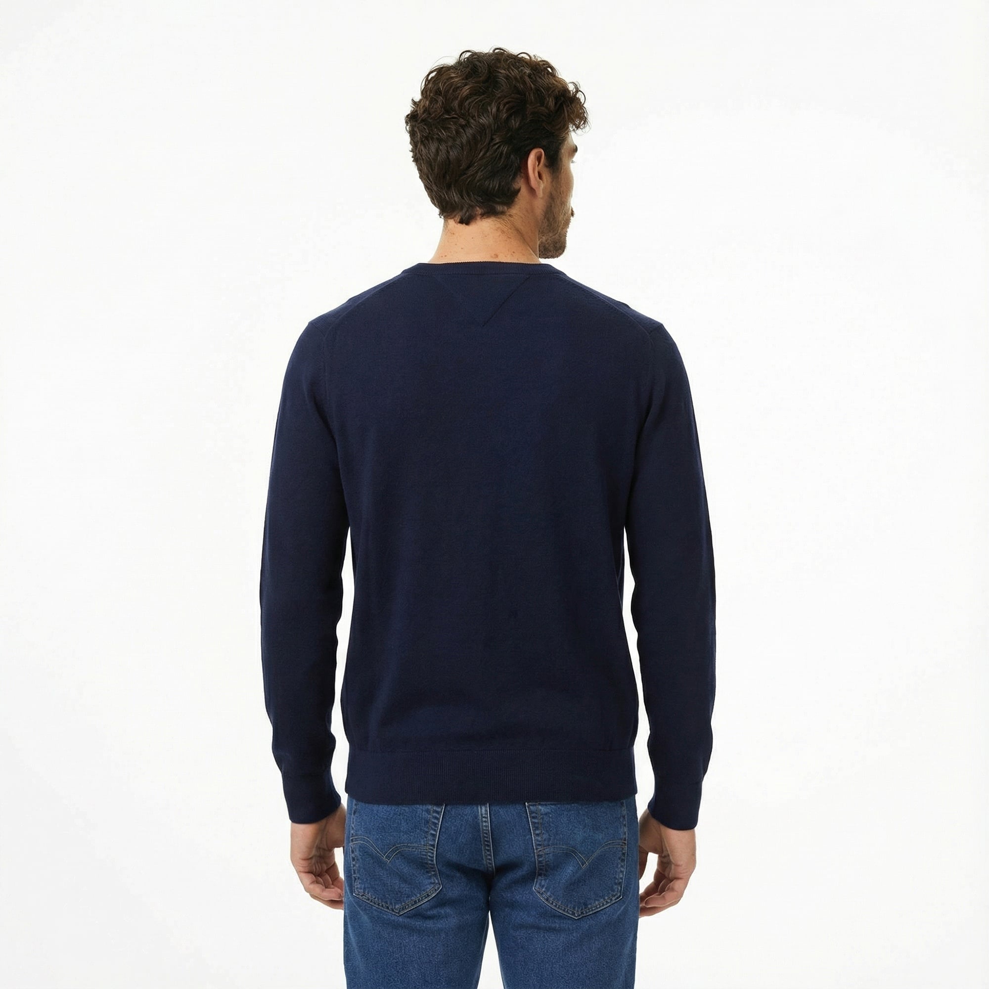 Tommy Hilfiger Pima Mainline Cashmere Erkek Lacivert Kazak