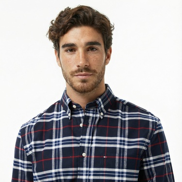  Tommy Hilfiger Brushed Oxford Erkek Mavi Gömlek