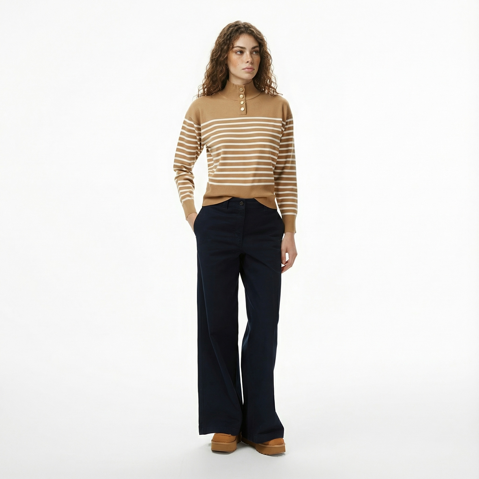 Tommy Hilfiger Jersey Gold Kadın Bej Kazak