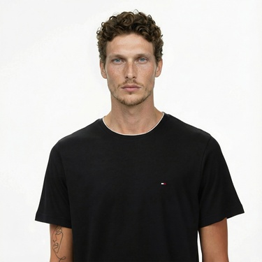  Tommy Hilfiger Cotton Modal Erkek Siyah T-Shirt