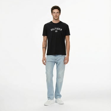  Tommy Hilfiger Flock Varsity Erkek Siyah T-Shirt