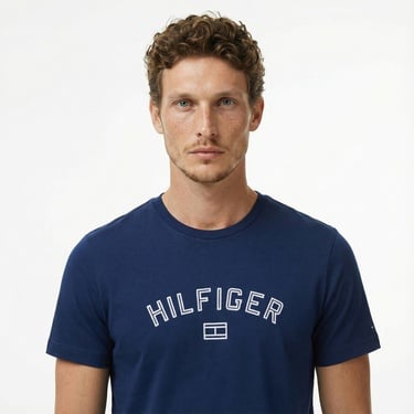  Tommy Hilfiger Flock Varsity Erkek Lacivert T-Shirt