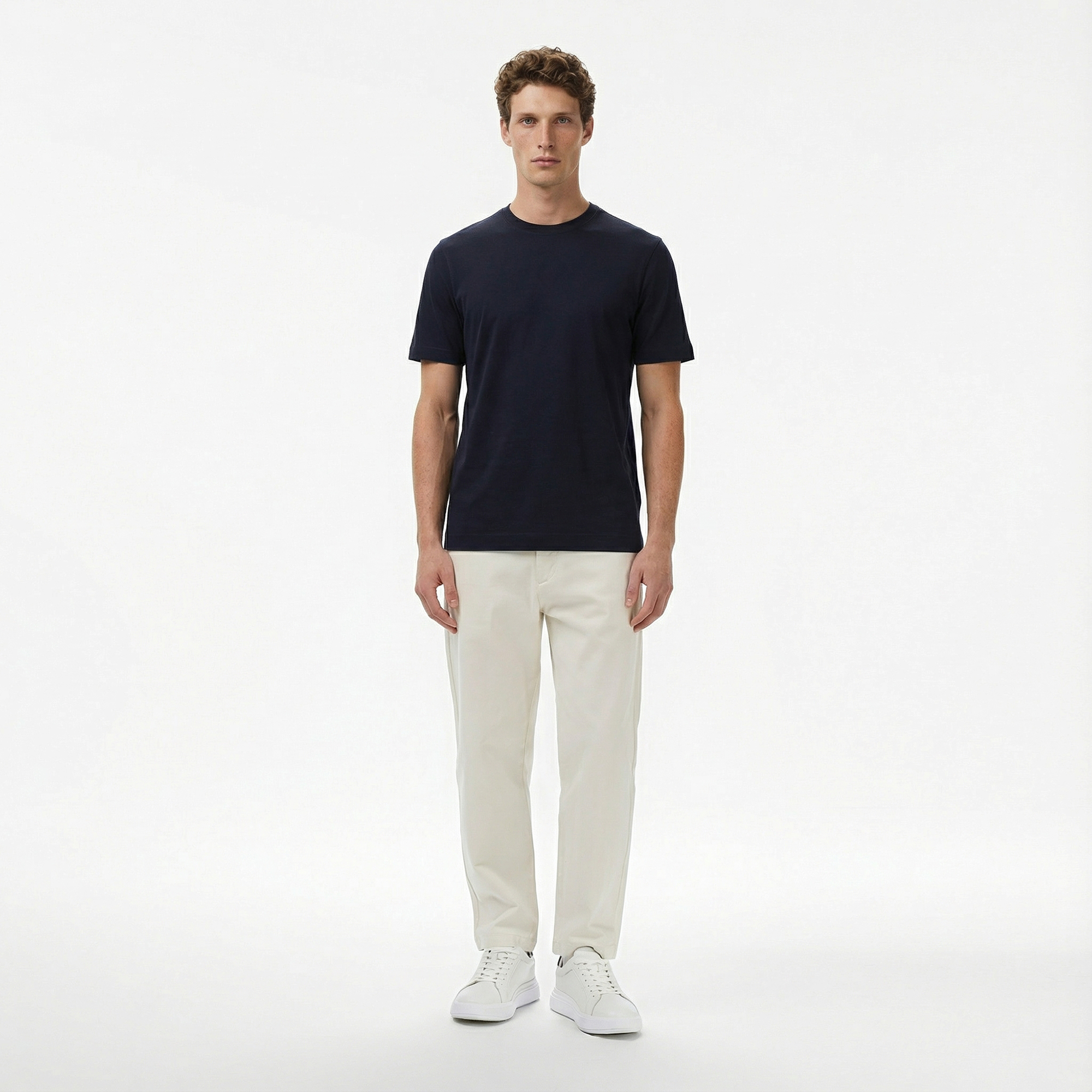  Tommy Hilfiger Mercerised Cotton Erkek Lacivert T-Shirt