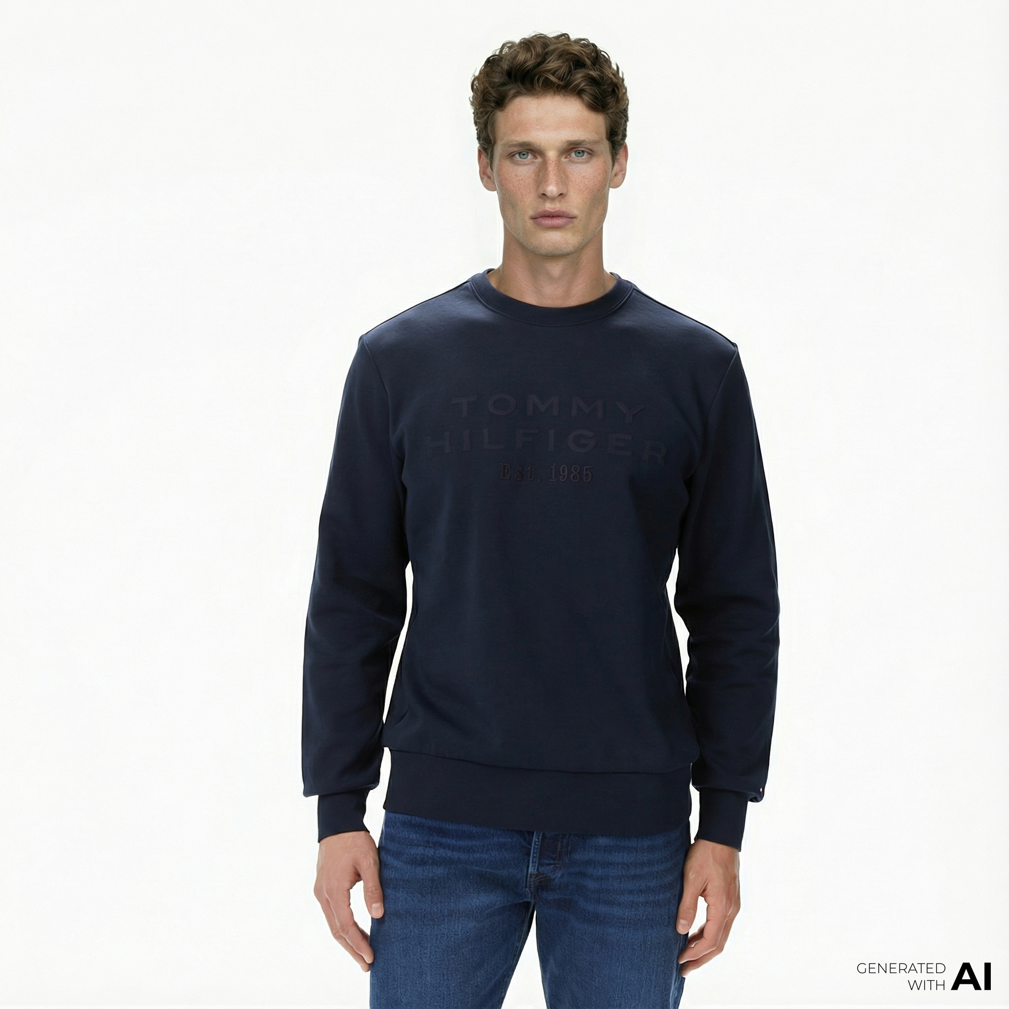Tommy Hilfiger Nylon Applique İntechno Erkek Lacivert Sweatshirt