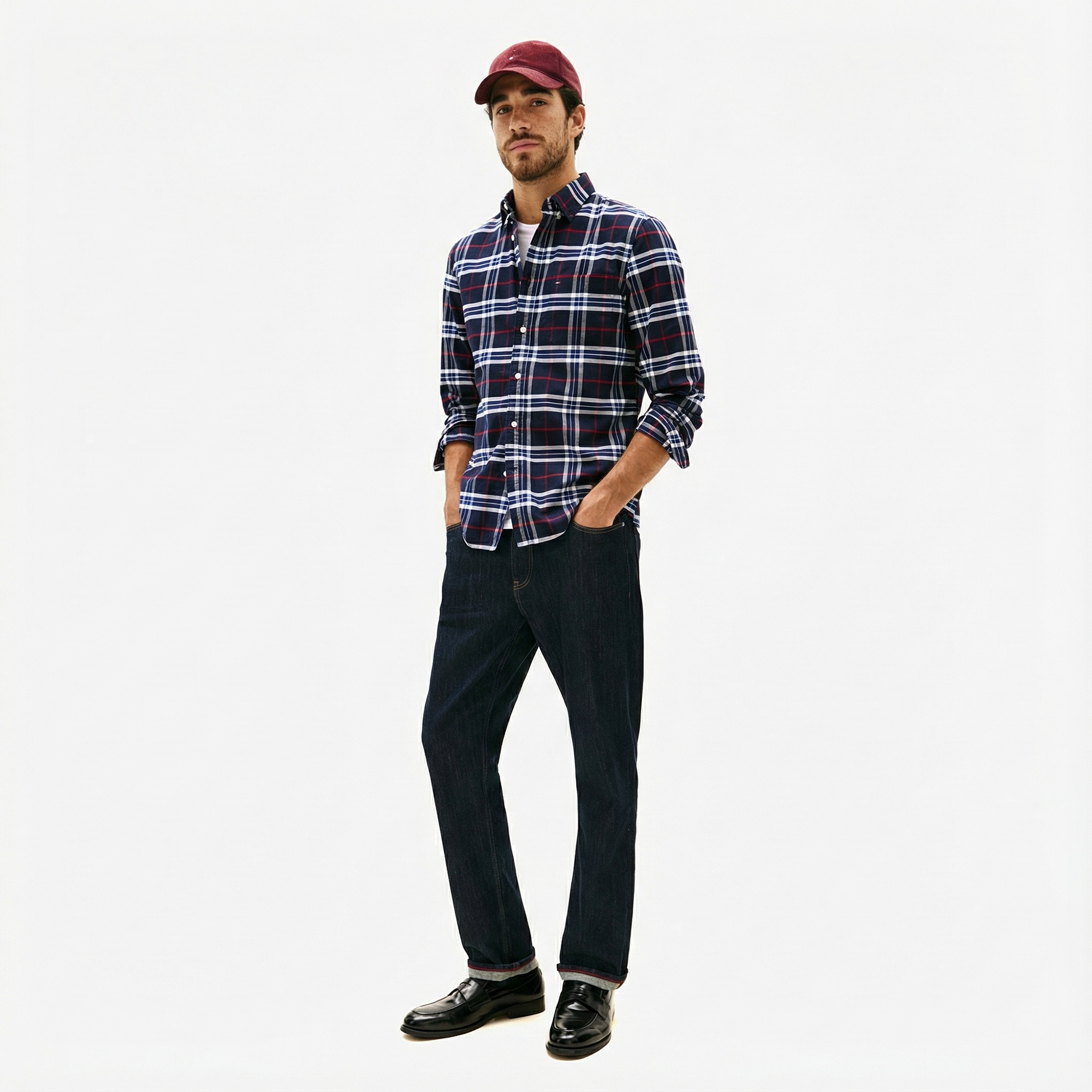 Tommy Hilfiger Brushed Oxford Erkek Mavi Gömlek