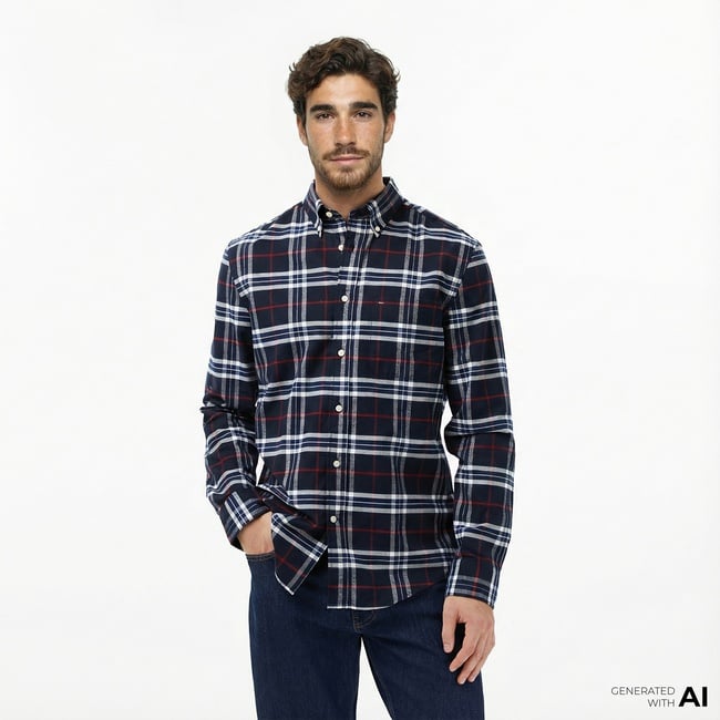  Tommy Hilfiger Brushed Oxford Erkek Mavi Gömlek