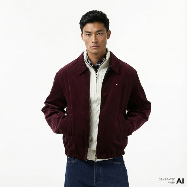  Tommy Hilfiger Reversible Ivy Erkek Bordo Ceket