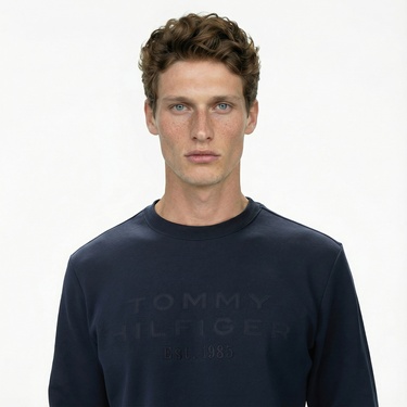  Tommy Hilfiger Nylon Applique İntechno Erkek Lacivert Sweatshirt