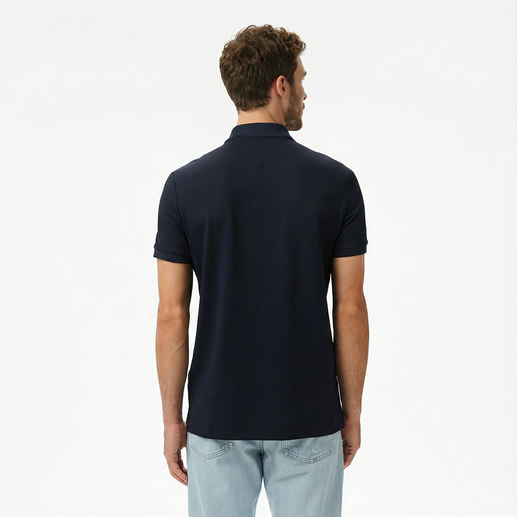 Tommy Hilfiger Performance Pique Erkek Lacivert Polo Yaka T-Shirt