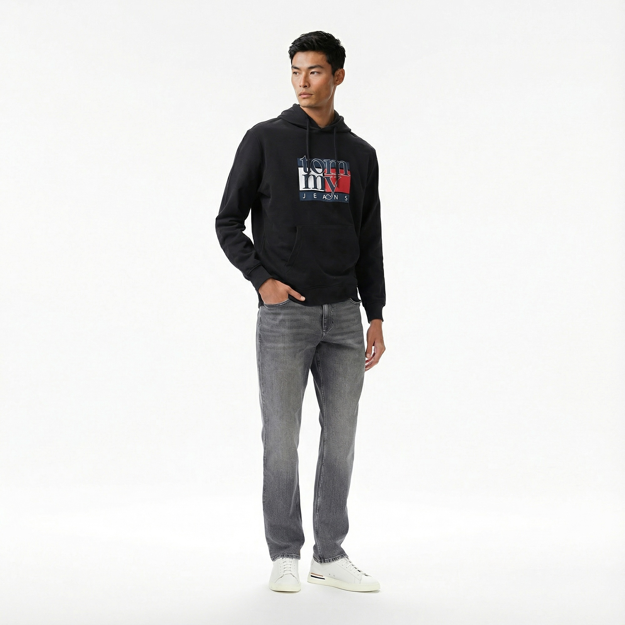 Tommy Hilfiger Twist Flag Erkek Siyah Hoodie