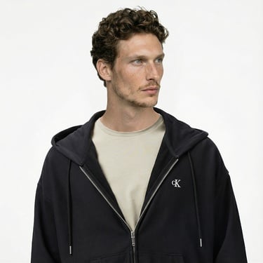  Calvin Klein Premium Terry Monogram Erkek Siyah Sweatshirt