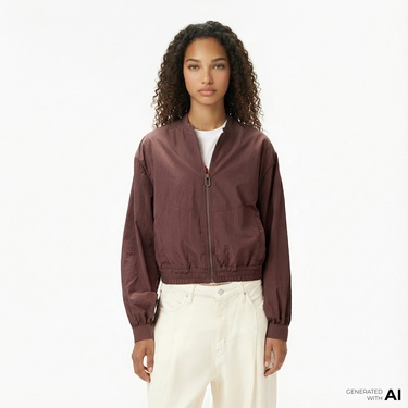  Les Benjamins Bomber 001 Kadın Kahverengi Ceket