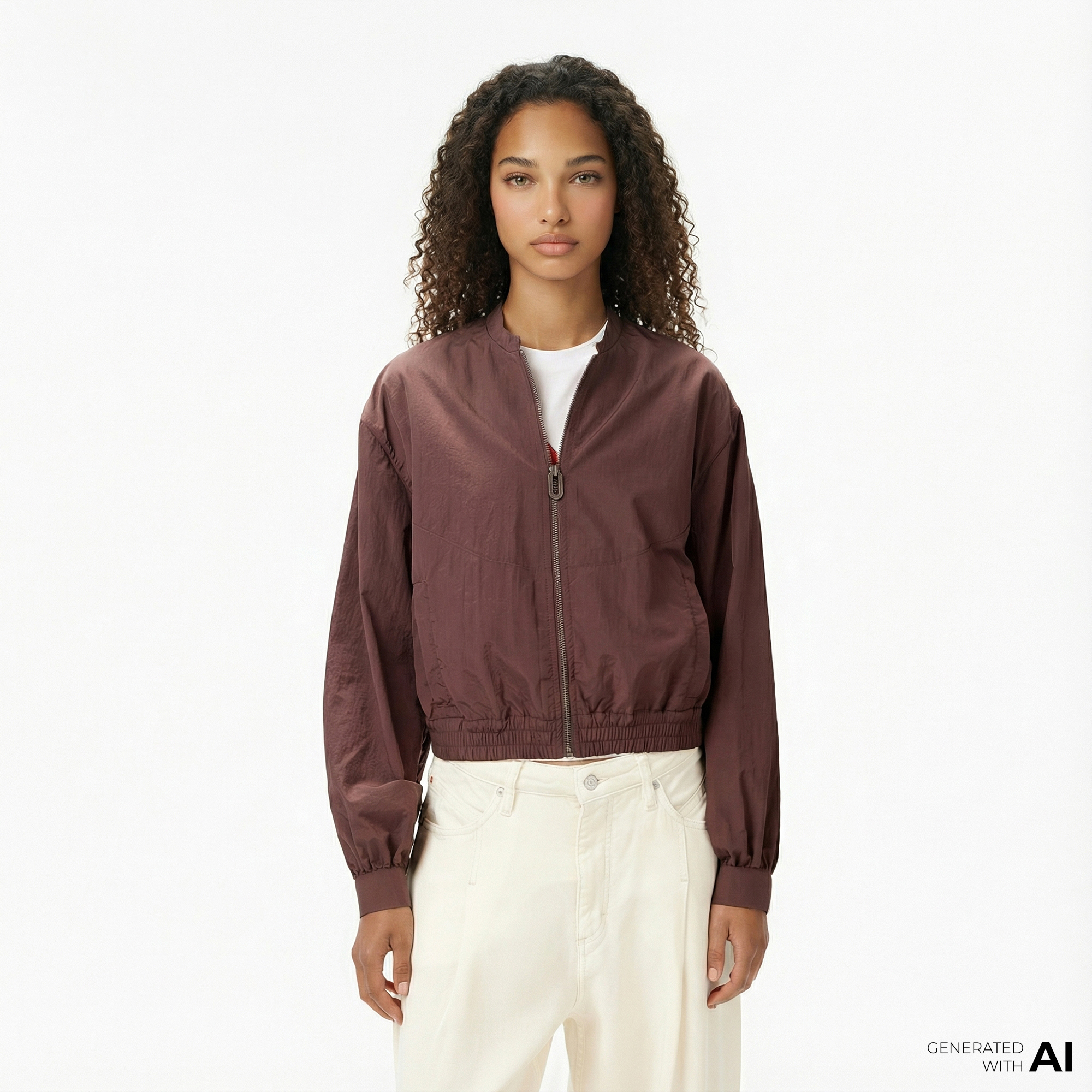  Les Benjamins Bomber 001 Kadın Kahverengi Ceket