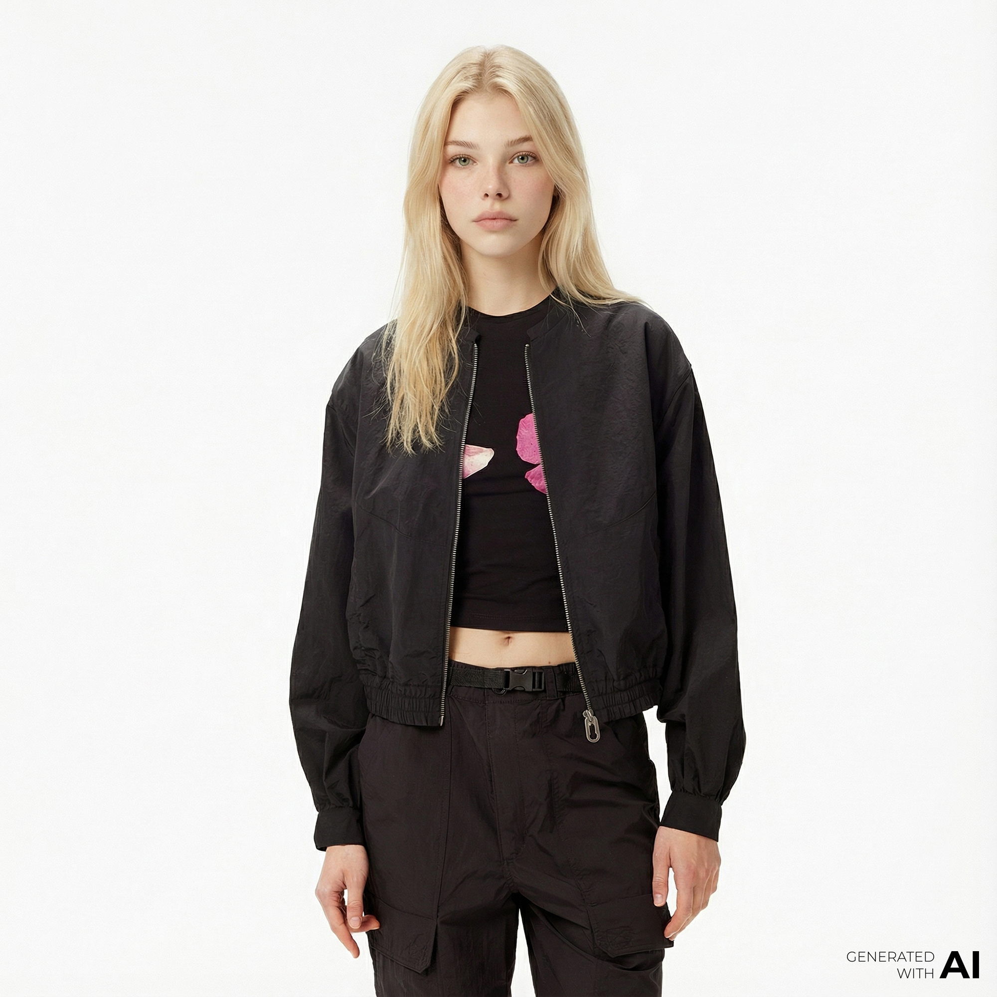  Les Benjamins Bomber 008 Kadın Siyah Ceket