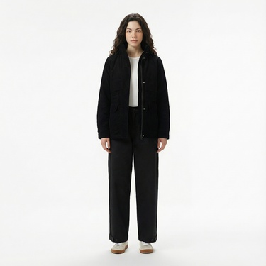  Lacoste Kadın Kapüşonlu Siyah Mont