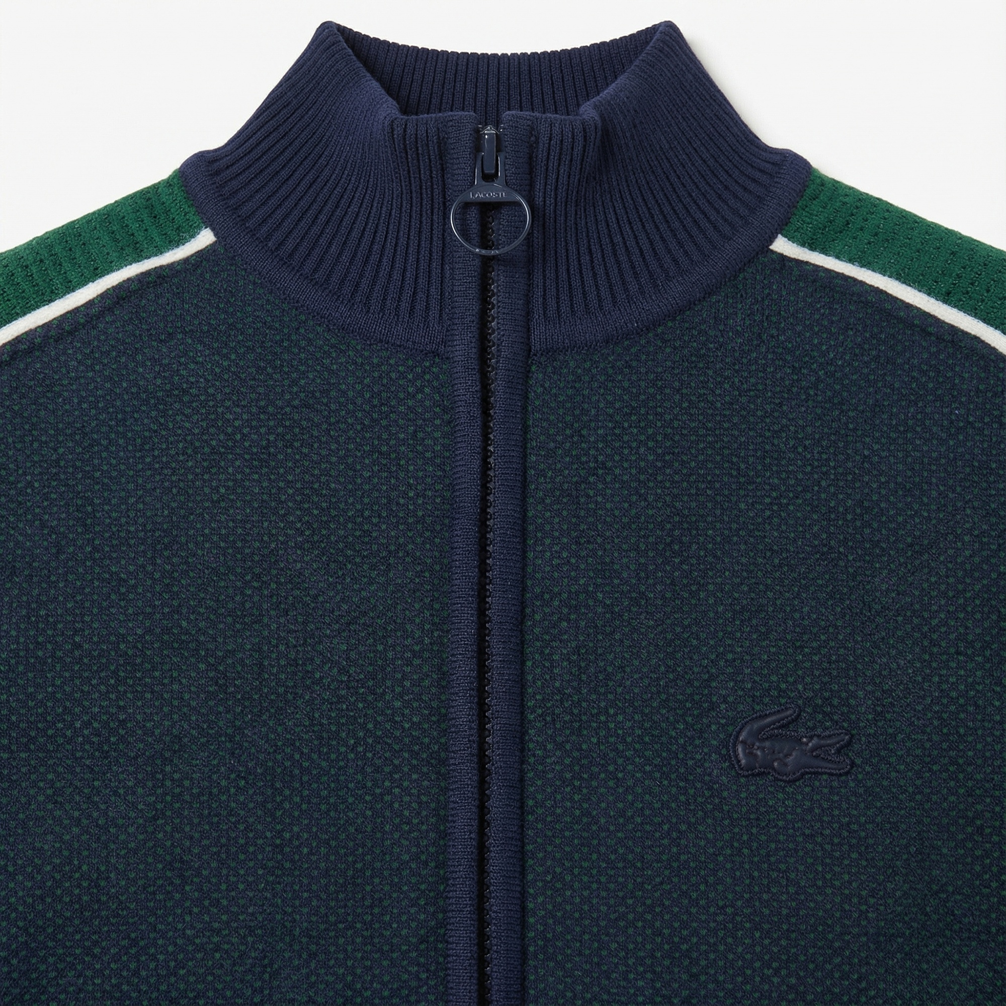 Lacoste Kadın Classic Fit Kısa Kollu Yarım Fermuarlı Renk Bloklu Lacivert Elbise