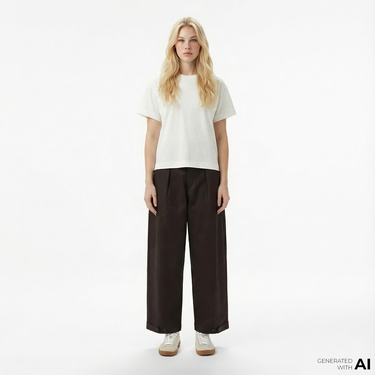  Lacoste Kadın Kahverengi Chino Pantolon