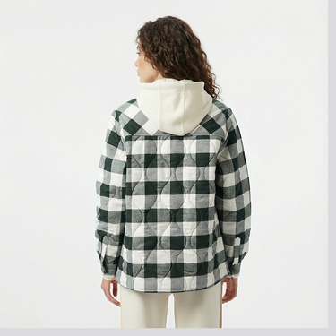  Lacoste Kadın Ekose Koyu Yeşil Gömlek