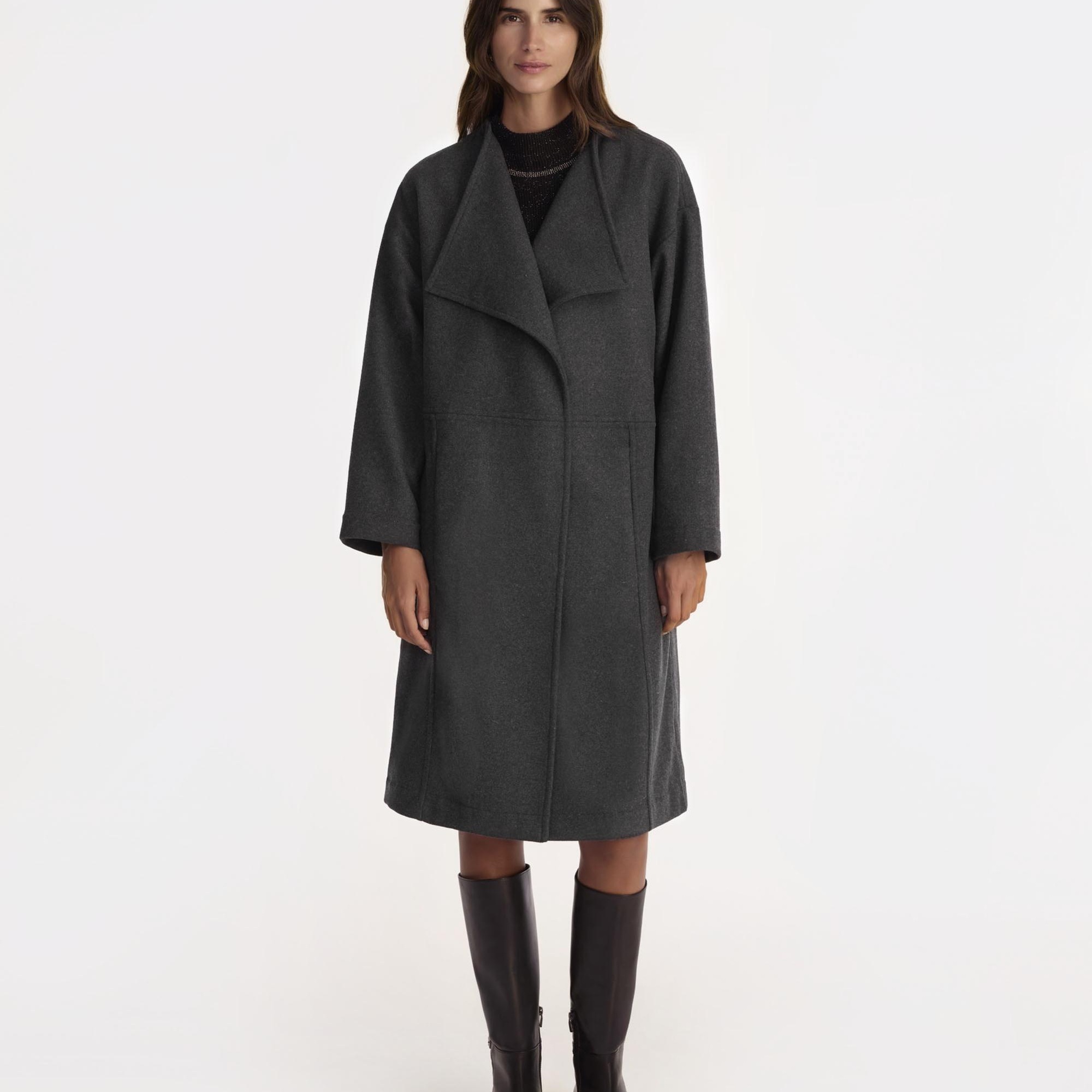 YARGICI Geniş Şal Yaka Uzun Kol Palto