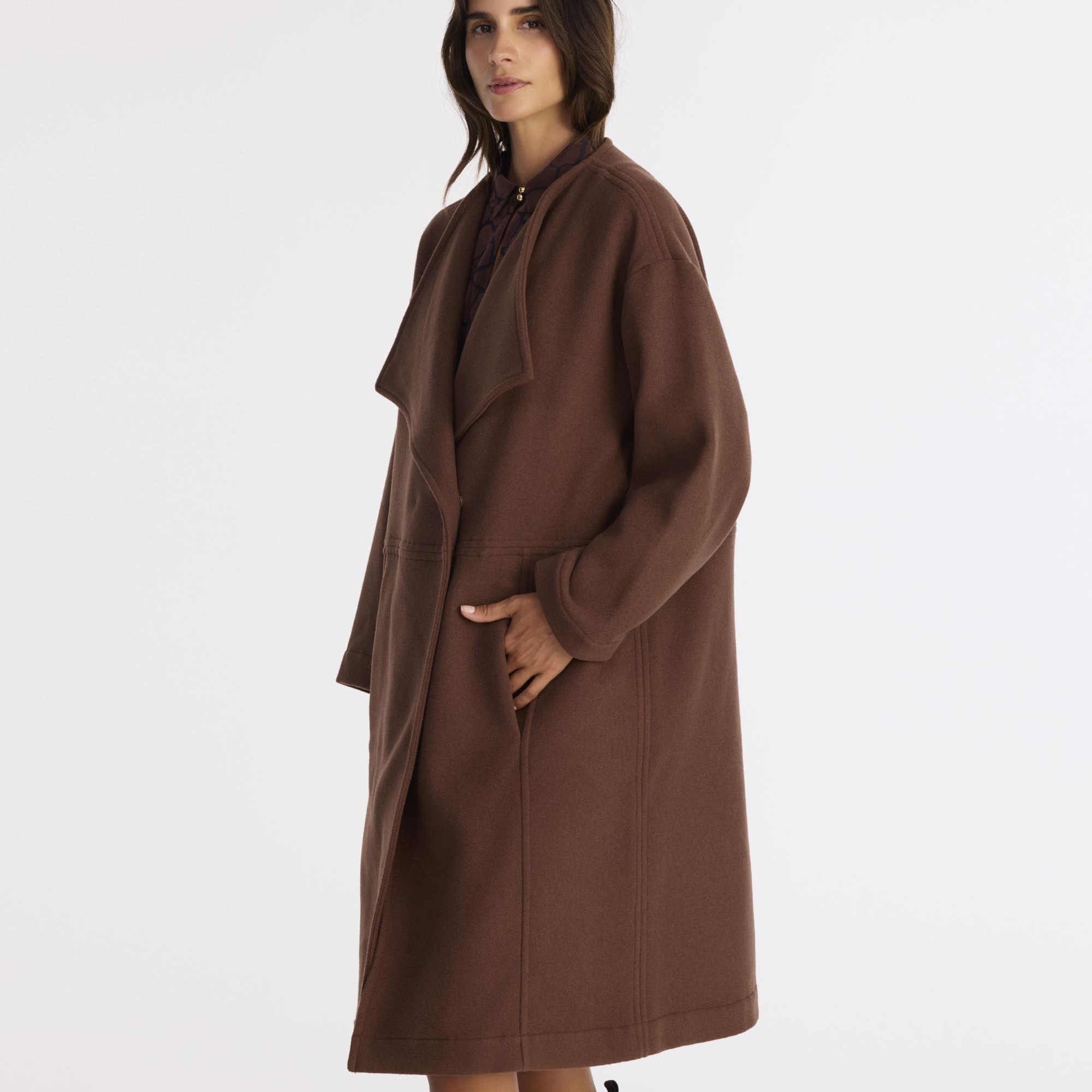 YARGICI Geniş Şal Yaka Uzun Kol Palto