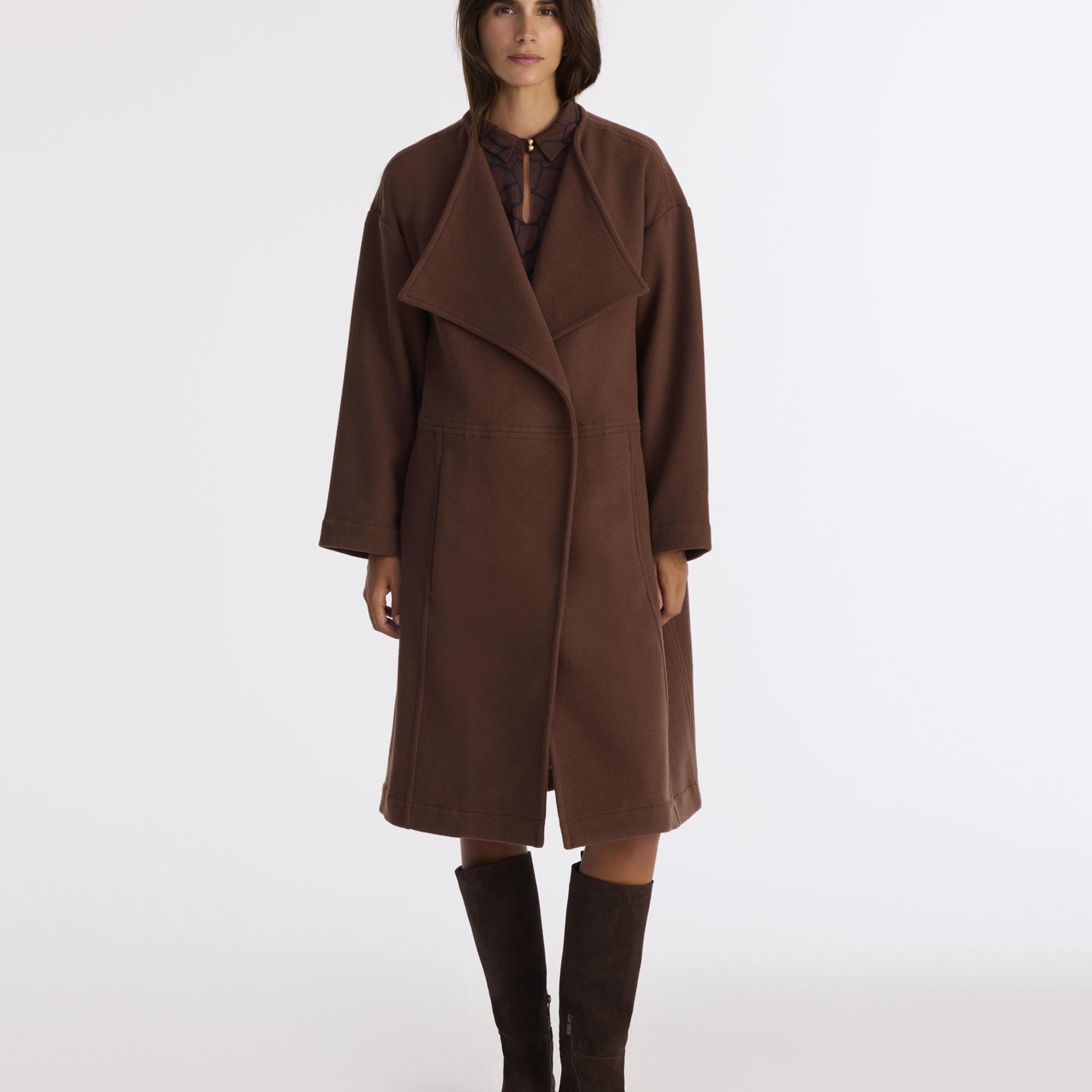 YARGICI Geniş Şal Yaka Uzun Kol Palto