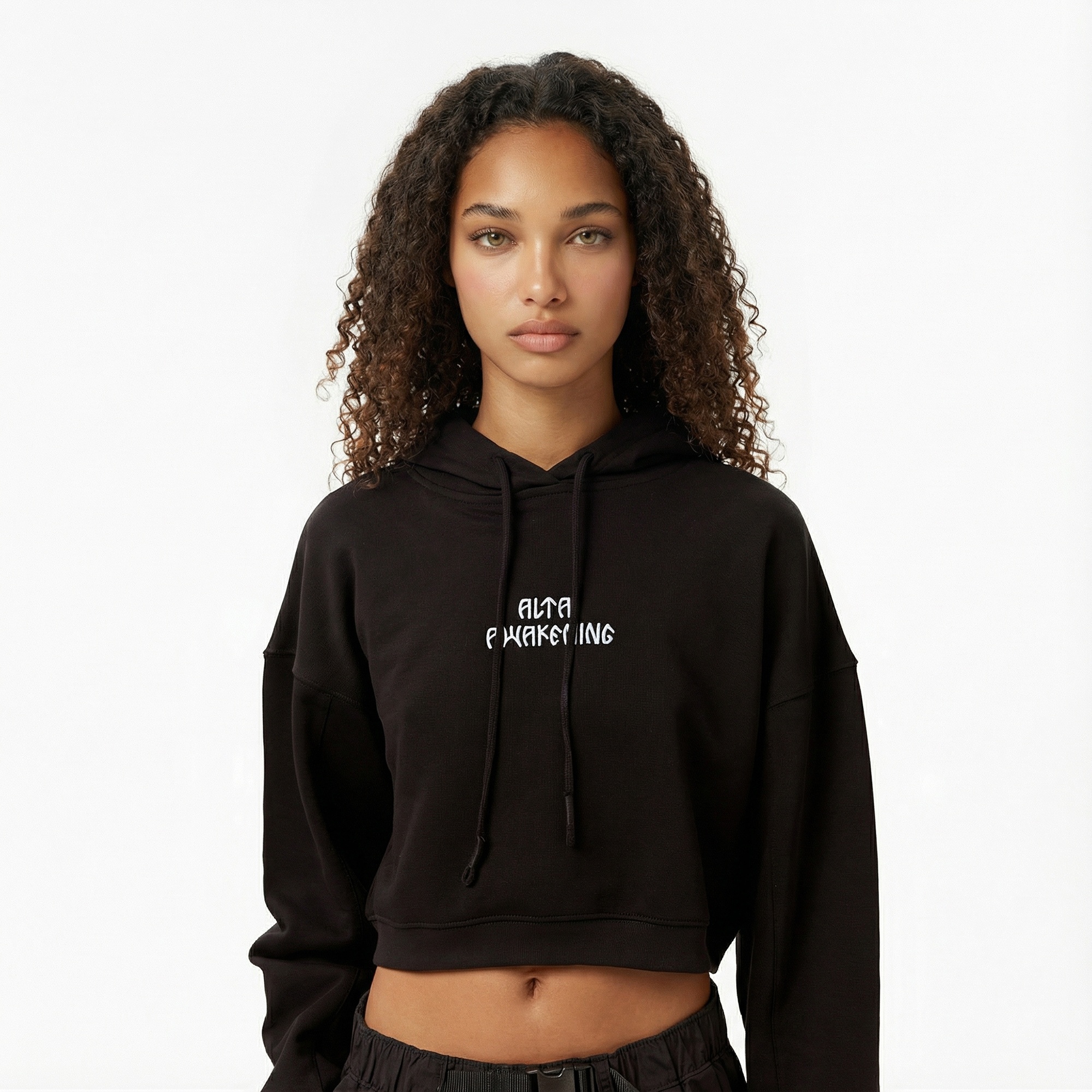 Les Benjamins Crop 007 Kadın Siyah Sweatshirt