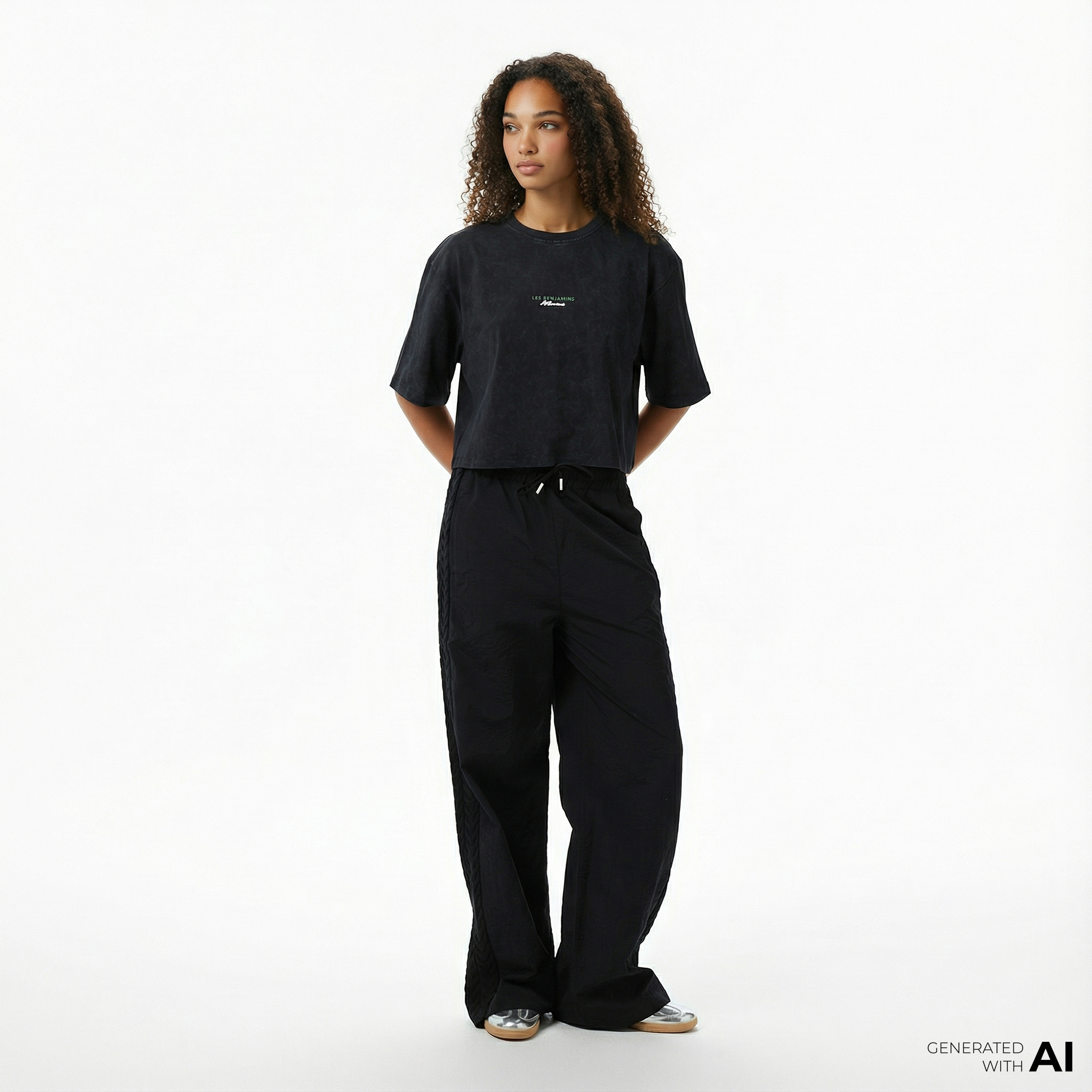  Les Benjamins Track 003 Kadın Siyah Pantolon