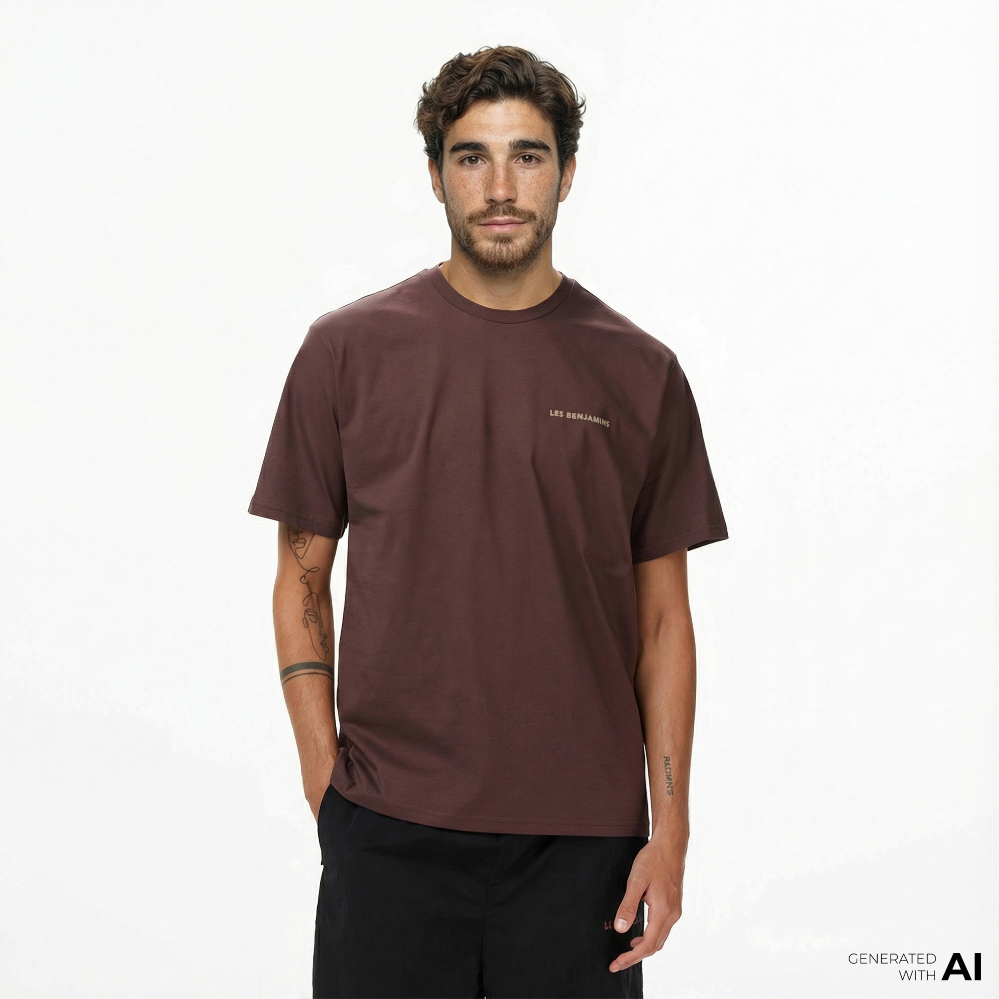 Les Benjamins Relaxed 010 Erkek Kahverengi T-Shirt