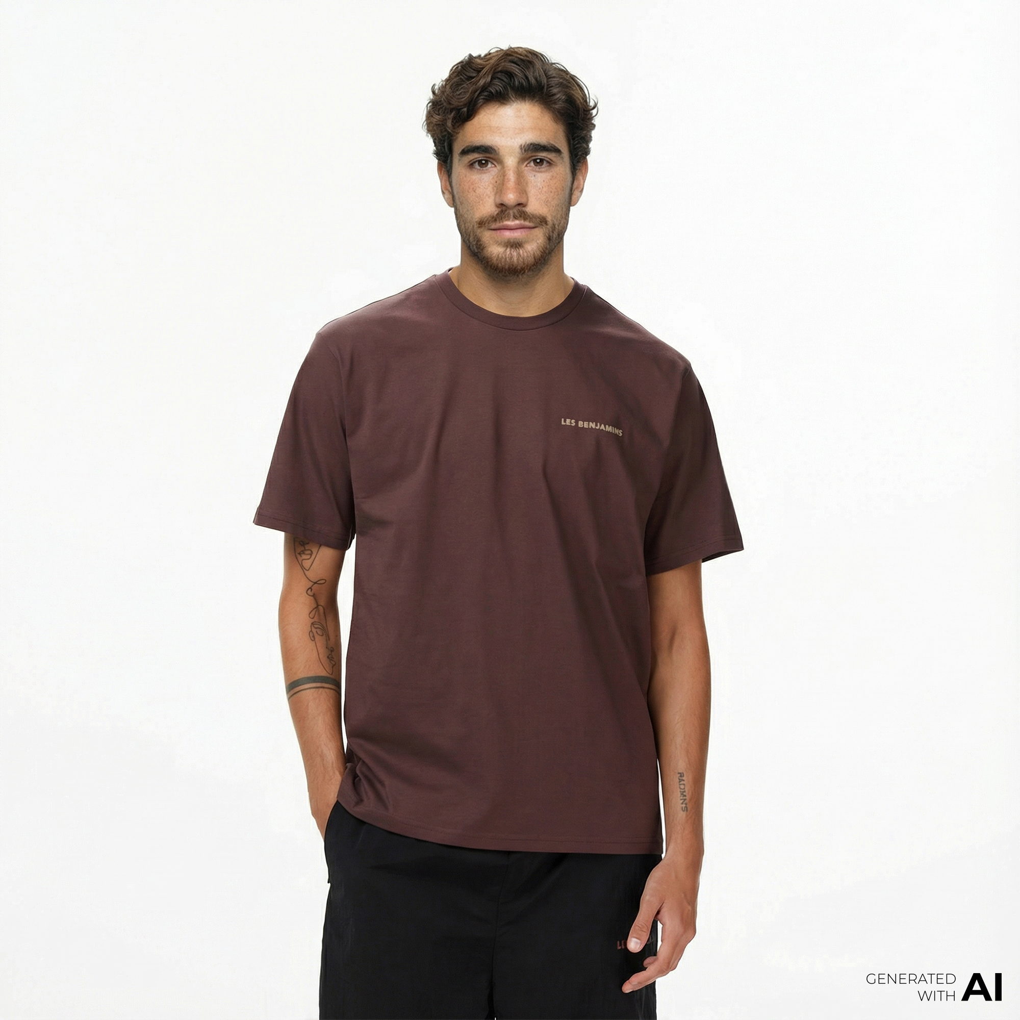  Les Benjamins Relaxed 010 Erkek Kahverengi T-Shirt