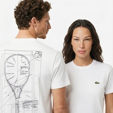  Lacoste x Rolex Paris Unisex Regular Fit Bisiklet Yaka Beyaz T-Shirt