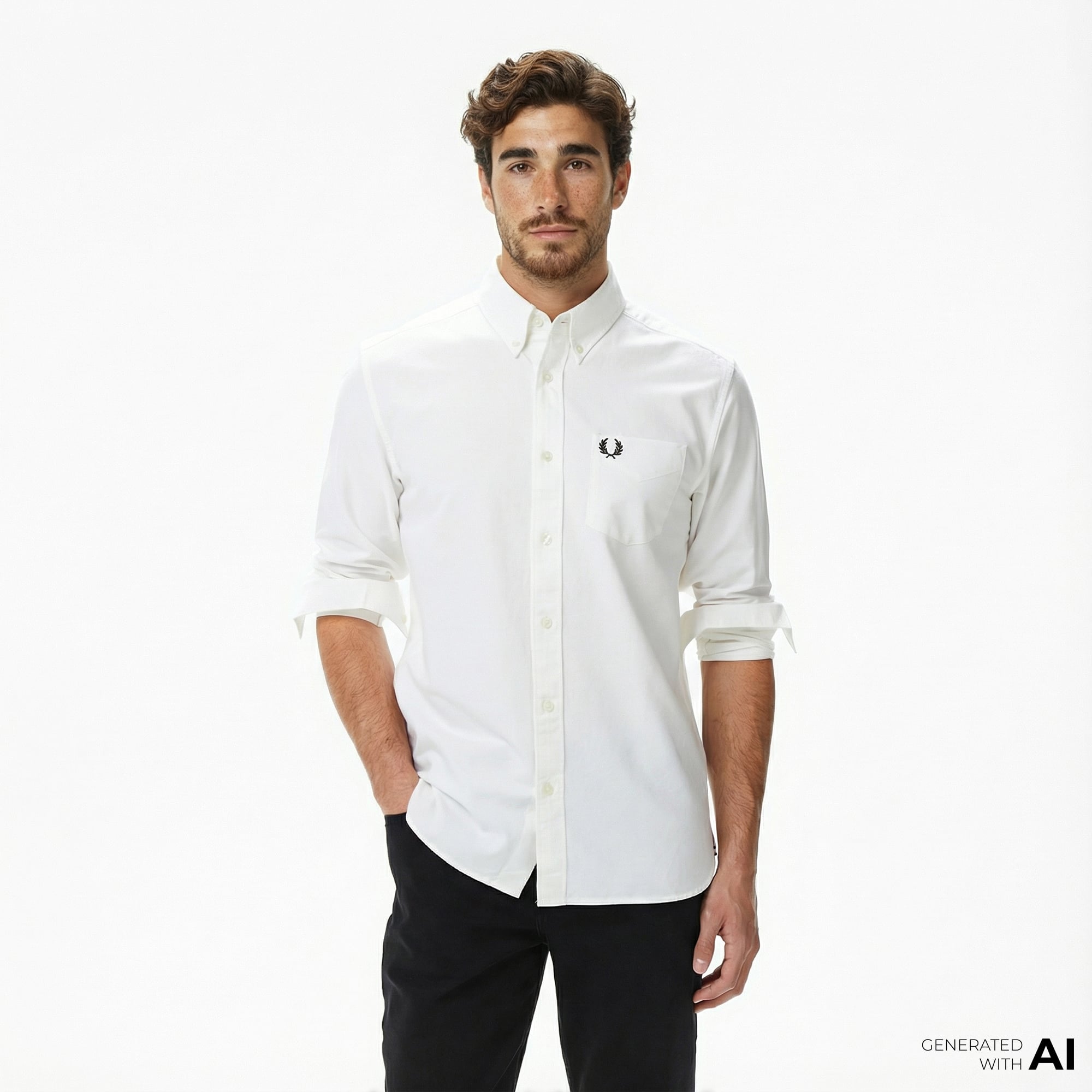  Fred Perry Oxford Erkek Beyaz Gömlek