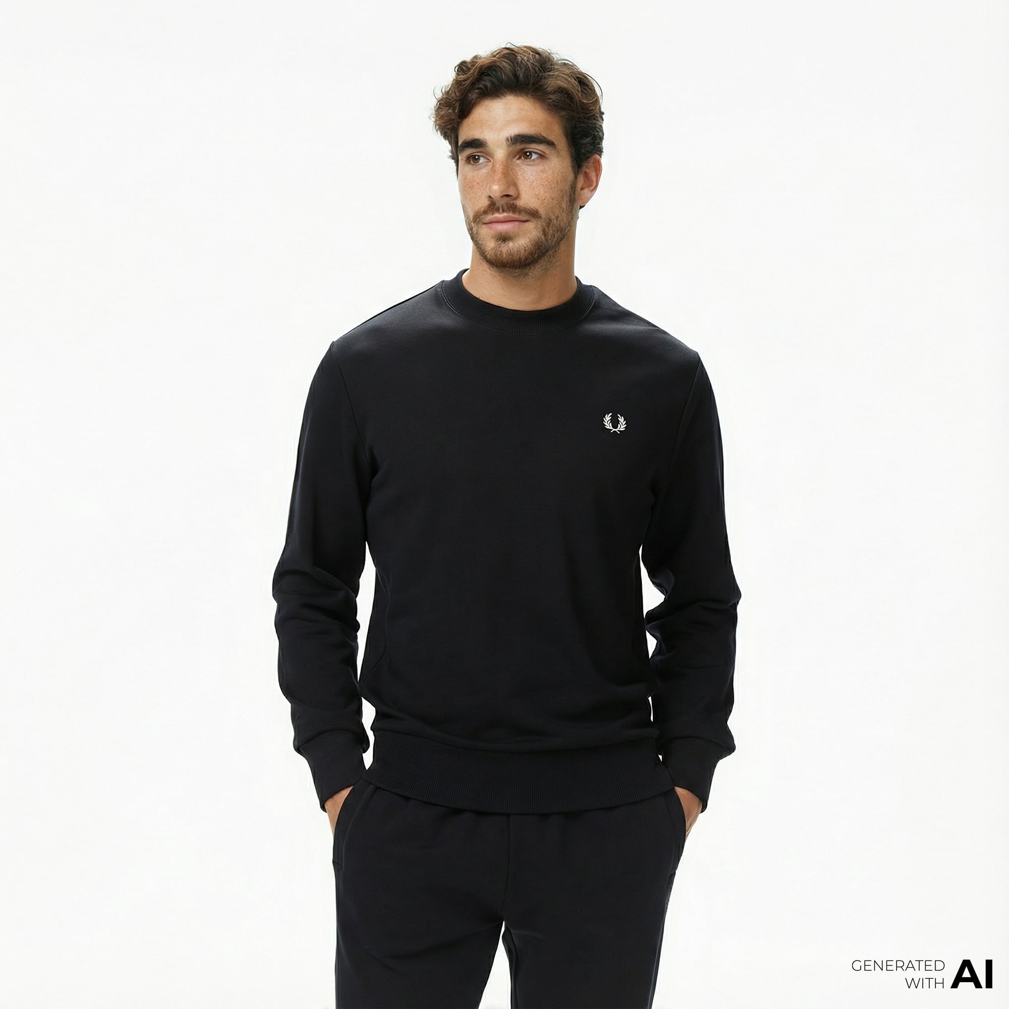  Fred Perry Erkek Siyah Sweatshirt