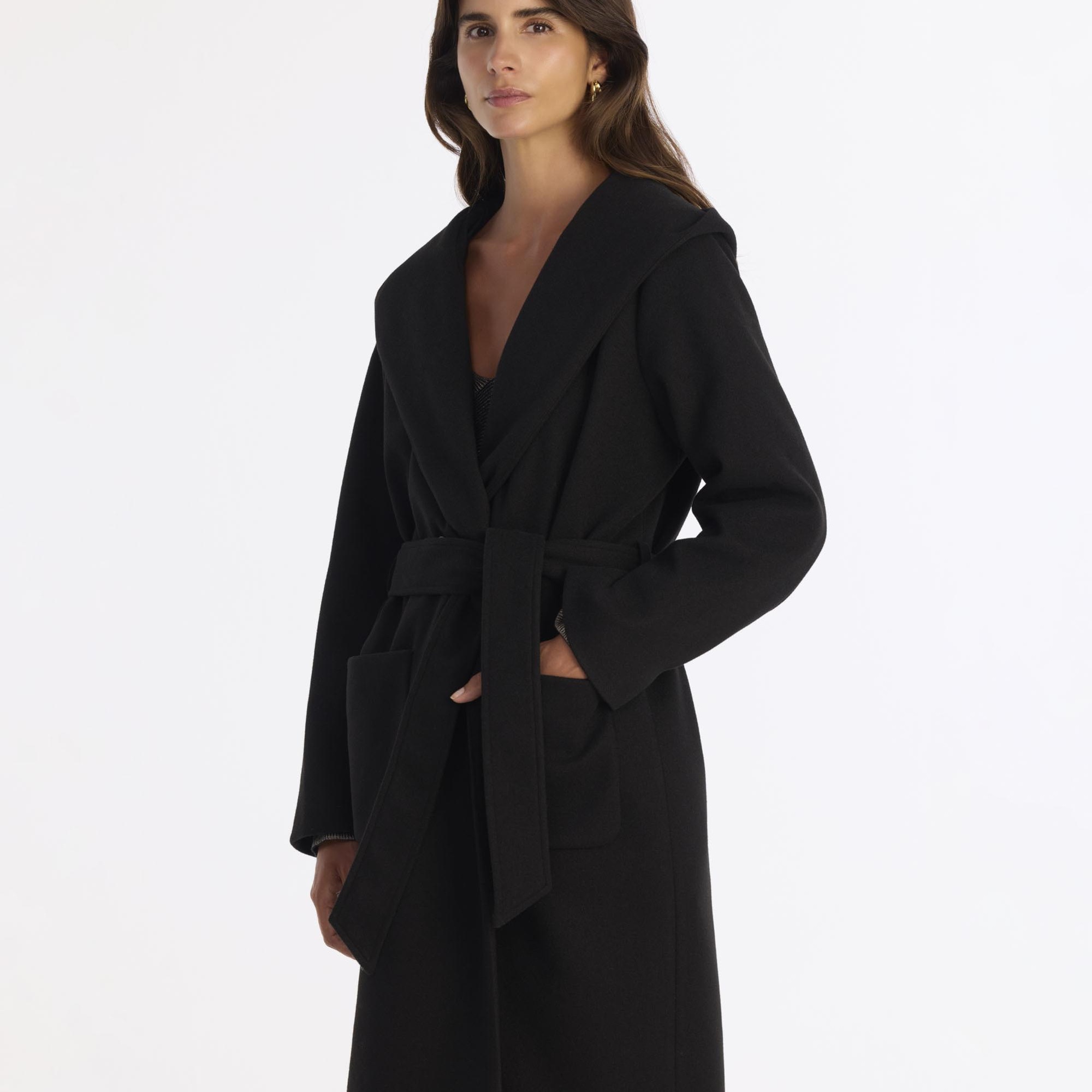 YARGICI Kapüşonlu Ve Kemerli Uzun Palto