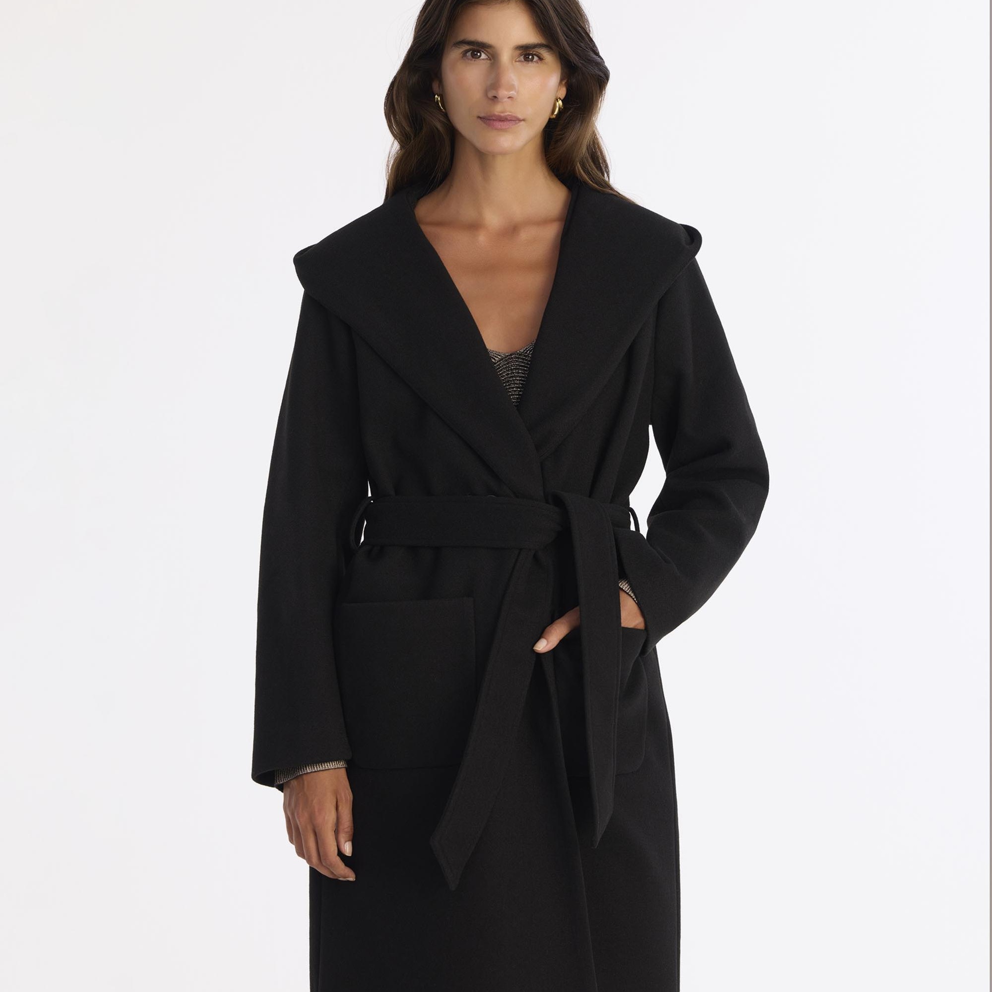 YARGICI Kapüşonlu Ve Kemerli Uzun Palto