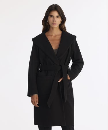  YARGICI Kapüşonlu Ve Kemerli Uzun Palto